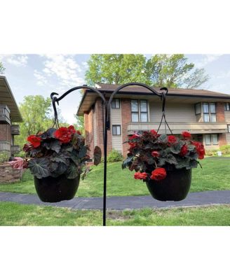 Premium Steel Ground Stake Shepherd's Hook 65 Inch Dual Sided, Black