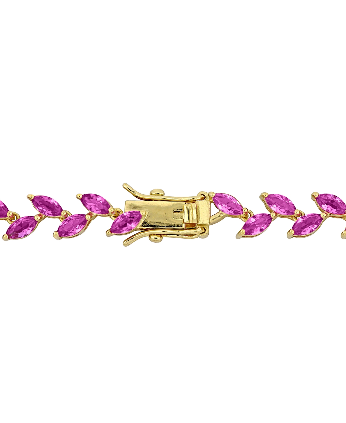Macy's Lab-created Pink Sapphire Marquise Vine 17" Collar Necklace (29 Ct. T.w.) In Gold