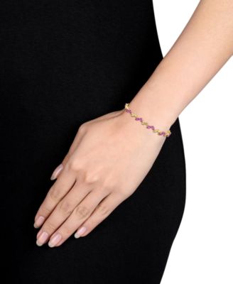 Lab-Created Pink Sapphire & Polished Marquise Link Bracelet (9-1/2 ct. t.w.) 