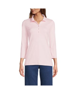 Lands' End Women's 3/4 Sleeve Supima Cotton Polo Shirt Macy's