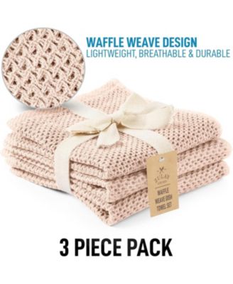 Reusable 100% Cotton Waffle Weave 3 Pc. Kitchen Towels