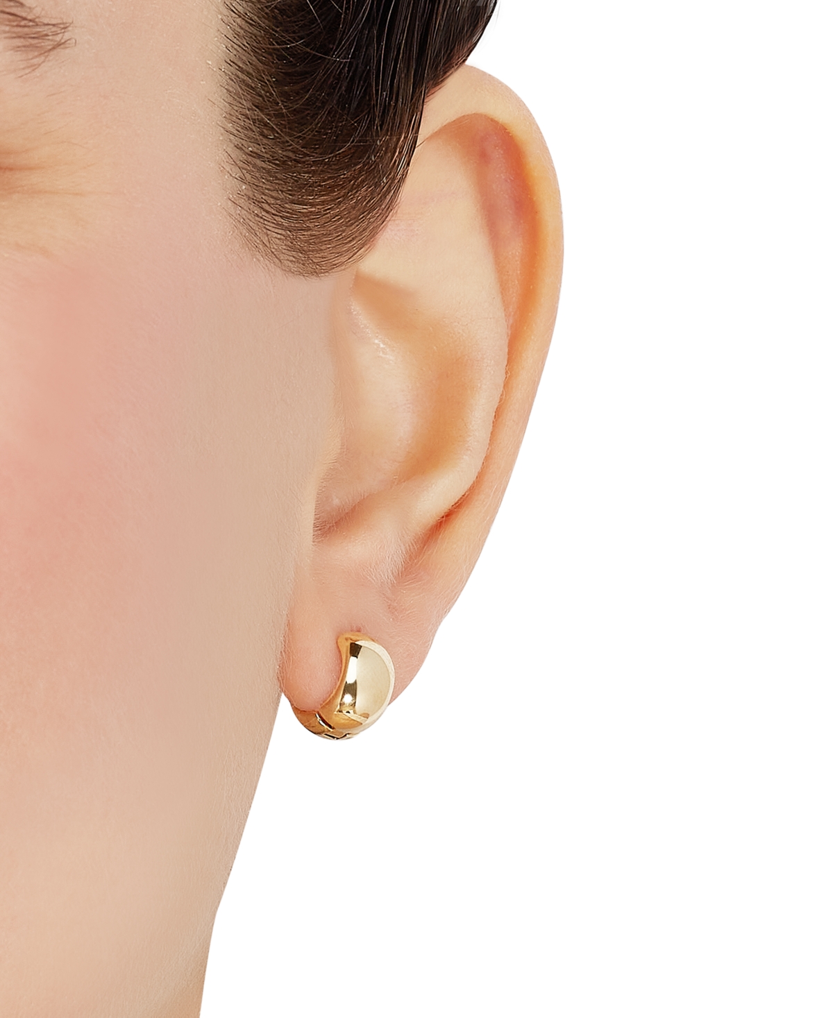 Polished Wide Width Small Huggie Hoop Earrings in 10k 1/2