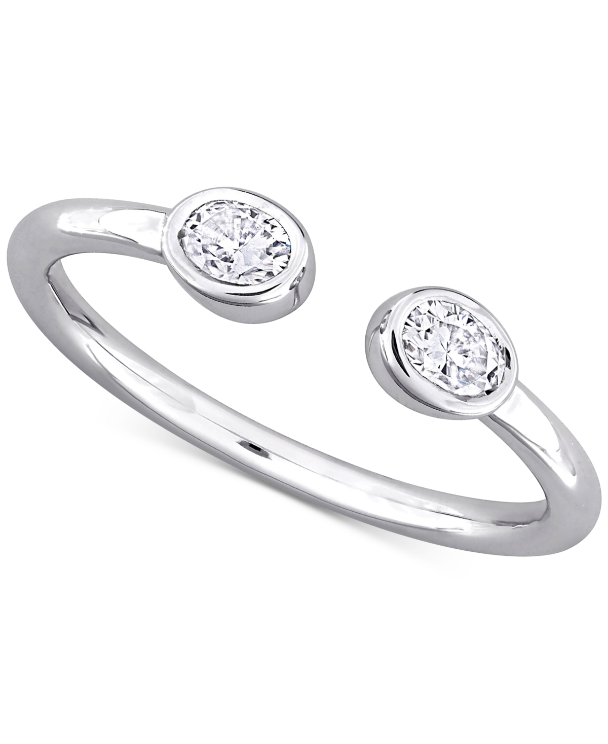 Macy's Moissanite Bezel Polished Cuff Ring (3/8 Ct. T.w.) In Sterling Silver