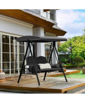 Outdoor Metal Patio Swing with Canopy and Cushions