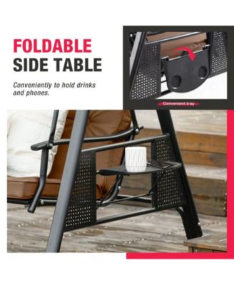 Outdoor Metal Patio Swing with Canopy and Cushions