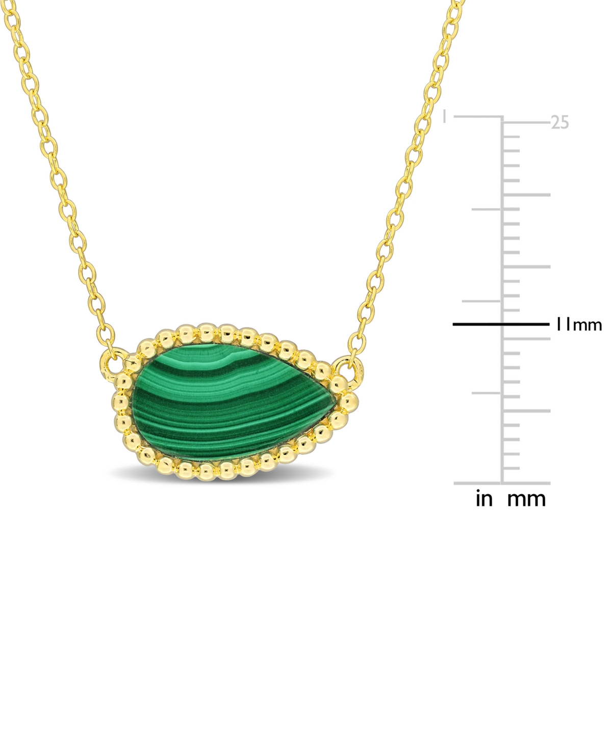 Macy's Black Agate Pear Bead Frame 17" Pendant Necklace In Sterling Silver (also In White Agate, Malachite, In Malachite