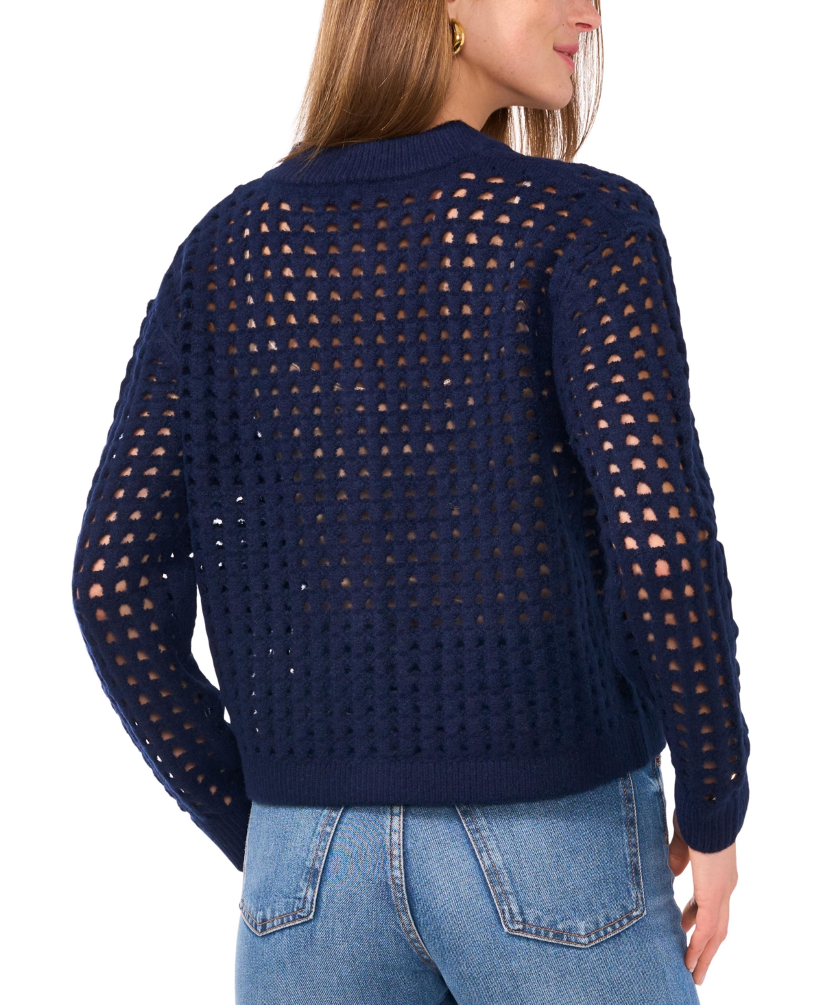 VINCE CAMUTO WOMEN'S LONG-SLEEVE POINTELLE CARDIGAN 