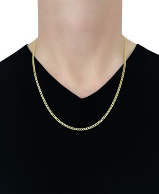 24" Curb Link Chain Necklace (3-1/6mm) in Solid 14k Gold