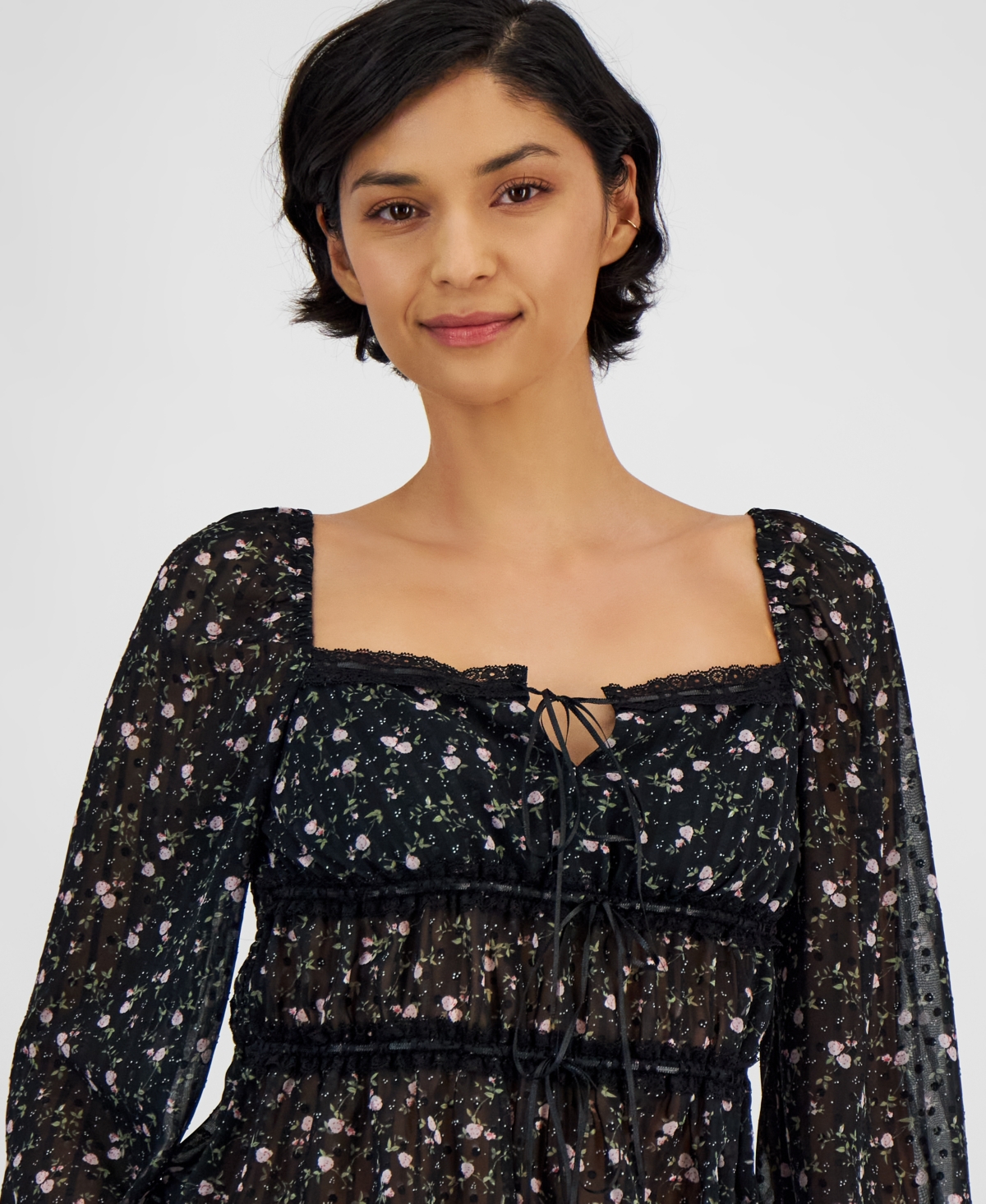 And Now This Women's Tie-Front Woven Top, Exclusively at Macy's