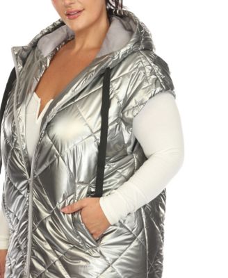 Plus Size Metallic Puffer Vest Jacket