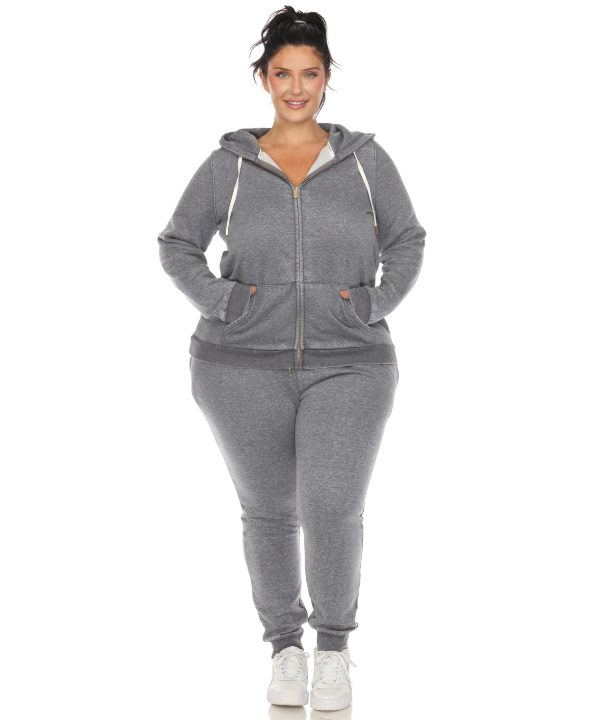 White Mark Plus Size Burnout Jogger Set In Grey