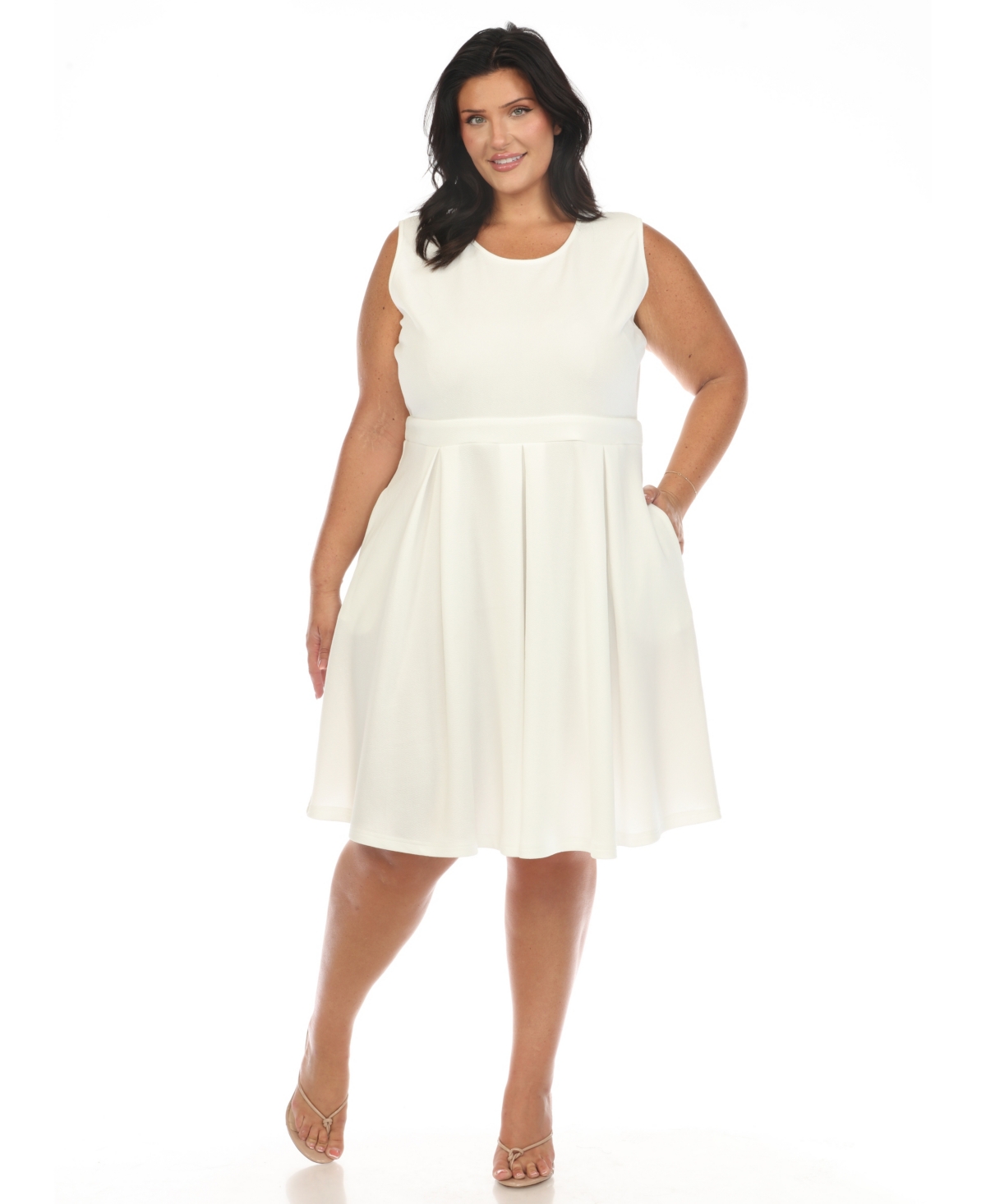 White Mark Plus Size Fit And Flare Dress In White