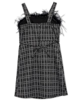 Big Girls Feather Trim Knee Length Dress