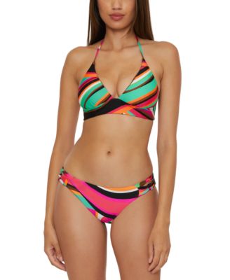 Womens Swoop Print Reversible Bikini Top Bikini Bottoms