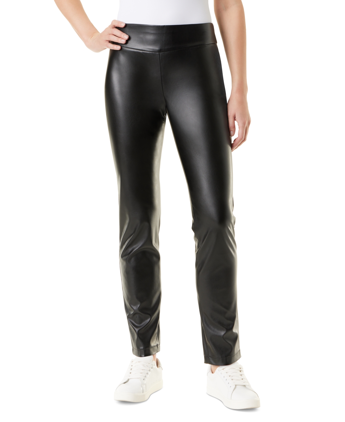 Women's Amanda High-Rise Straight-Leg Faux-Leather Pants - Black