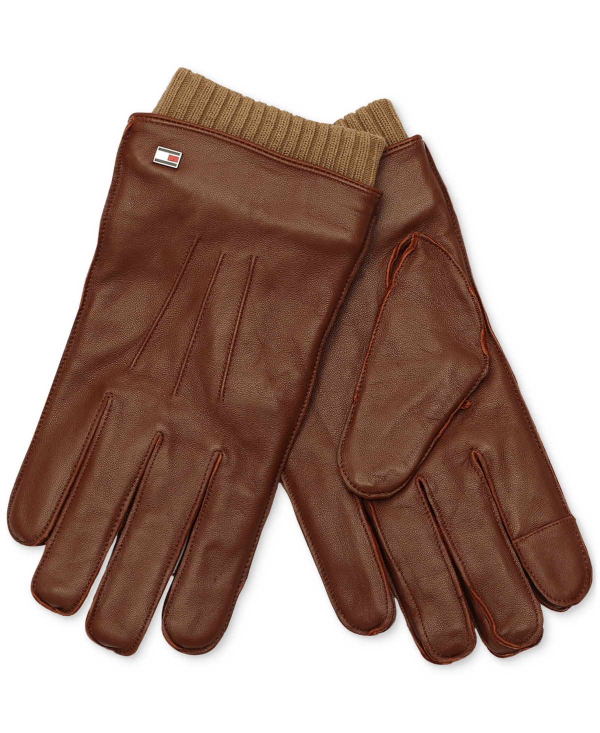 Men's Double Layer Cuff Leather Gloves - Brown