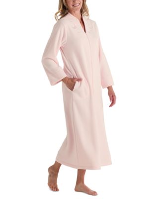 Miss Elaine - Plus Size Zip-Front Long-Sleeve Fleece Robe