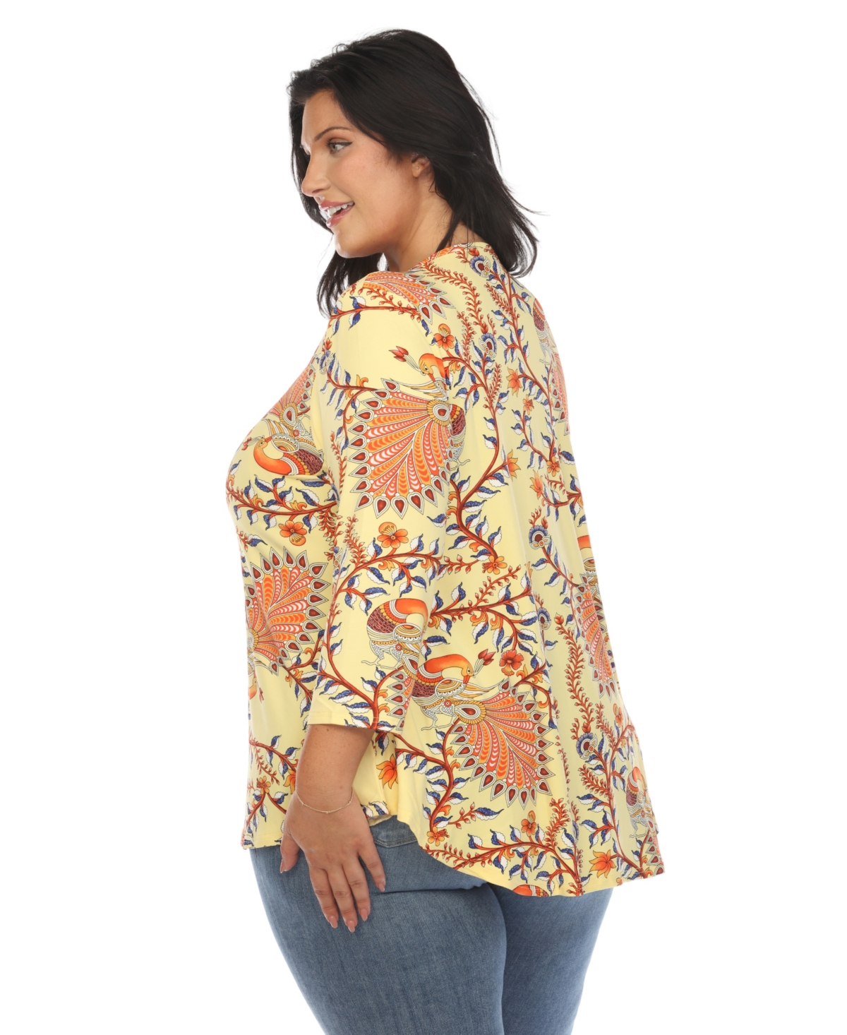 White Mark Plus Size Vibrant Boho Swing Top In Yellow