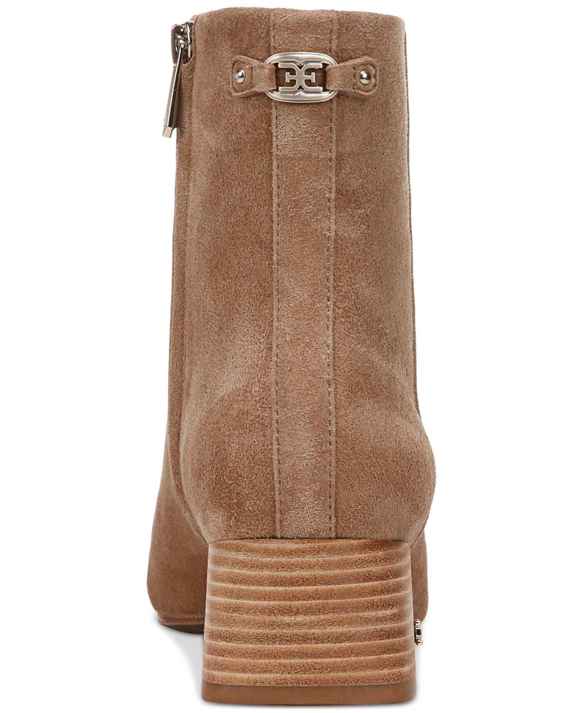 Sam Edelman Paige Womens Suede Square Toe Ankle Boots In Almond Taupe Suede