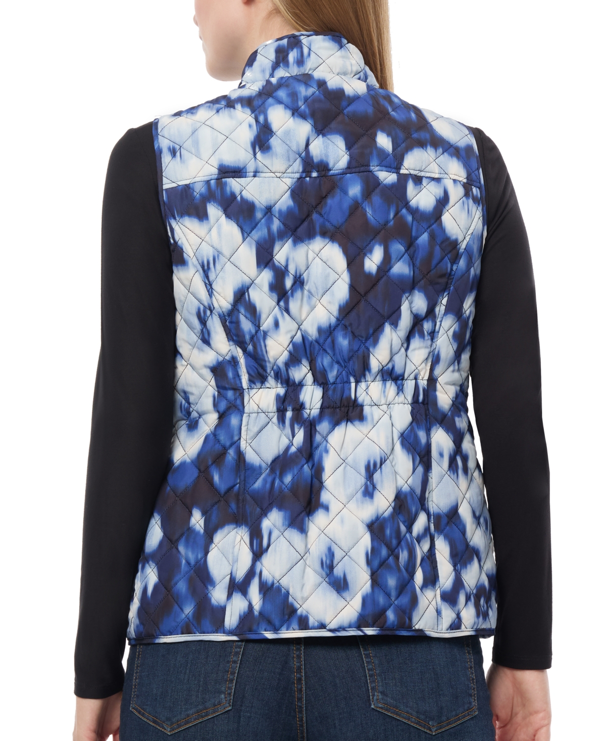 Jones New York Petite Printed Quilted Zip-Front Vest