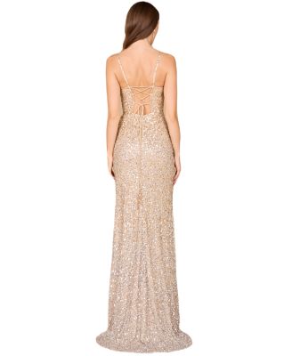 Women's Beaded v-neck dress with slit