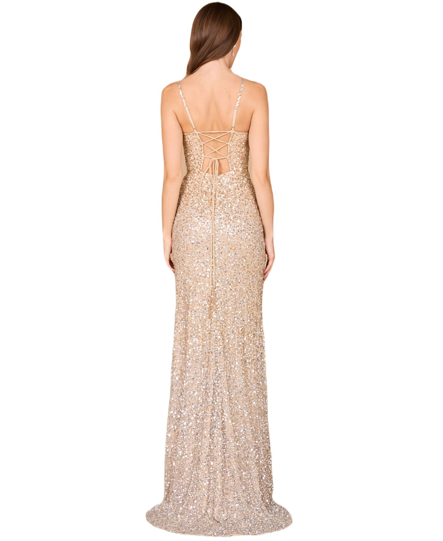 Женское платье Lara Beaded v-neck with slit, цвет: Шампань серебряный — фото 2