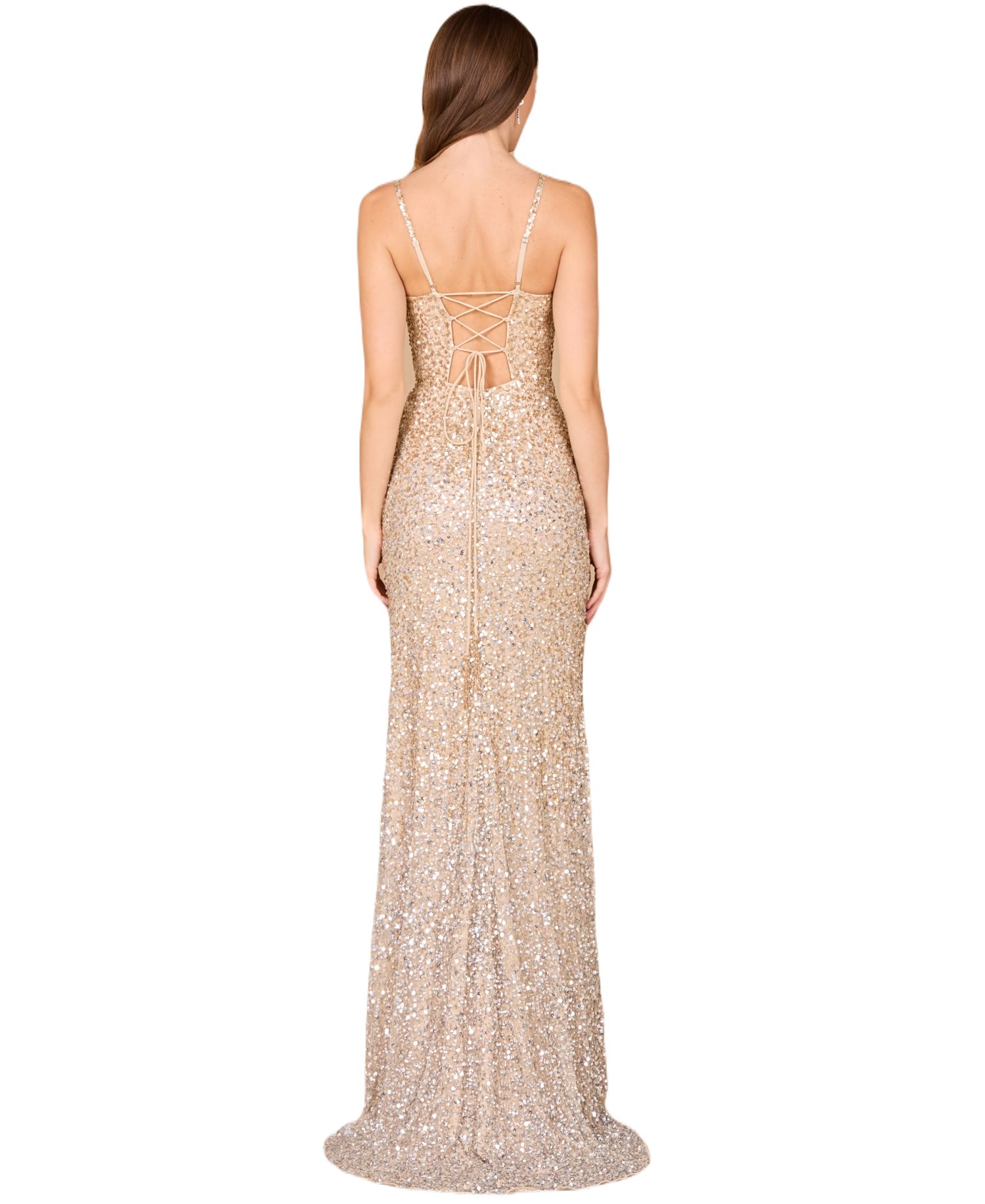 Women's Beaded v-neck dress with slit