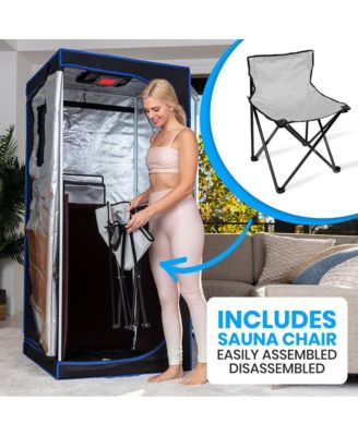 Detox Therapeutic Home Sauna With Foldable Chair and Heated Foot Pad