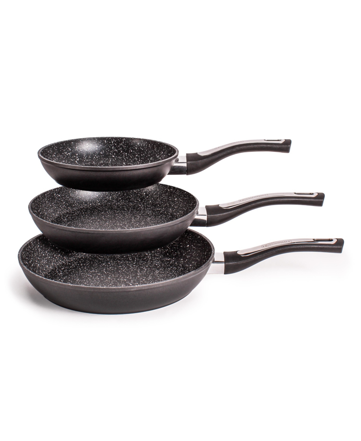 Essentials 3Pc Nonstick Frying Pan Set - Black