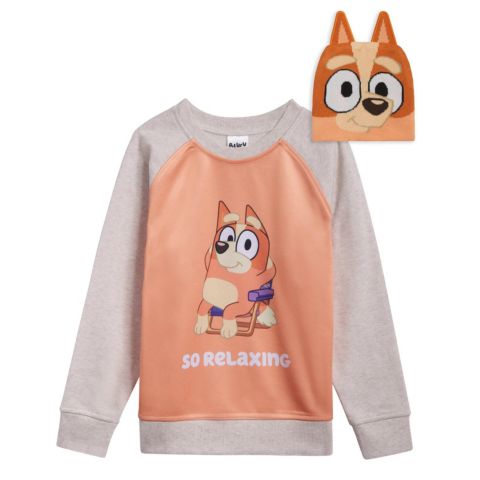 Толстовка Bluey Bingo Fleece Sweatshirt and Gauze Hat для мальчиков, цвет: Овсяный персиковый