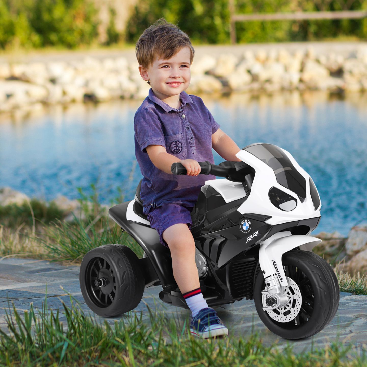 Детская игрушка Costway 6V Kids Ride-On Quad with LED Headlight & Rechargeable Battery, 44 lbs Capacity, Ages 18-36 Months, цвет: Чёрный — фото 2