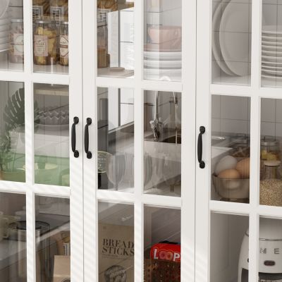 Bookcase Bookshelf with 10 Storage Shelves & 3 Glass Doors,Display Storage Cabinet