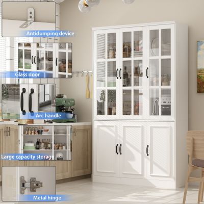 Bookcase Bookshelf with 10 Storage Shelves & 3 Glass Doors,Display Storage Cabinet