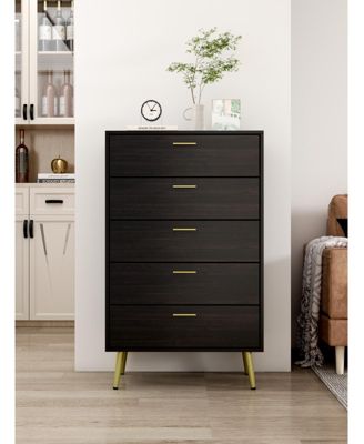 5-Drawer White Wood Chest of Drawer Accent Storage Cabinet Organizer