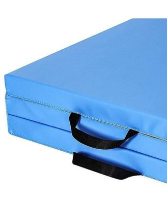 GoGym 6x2ft Folding 3 Panel Exercise Mat with Handles, Blue