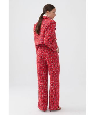 Women's High-Waist Tweed Pants