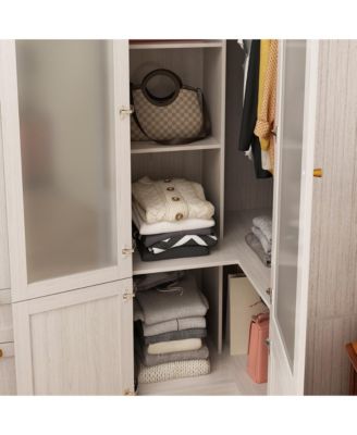 Tempered Glass Doors Big Armoires Wardrobe with Hanging Rods