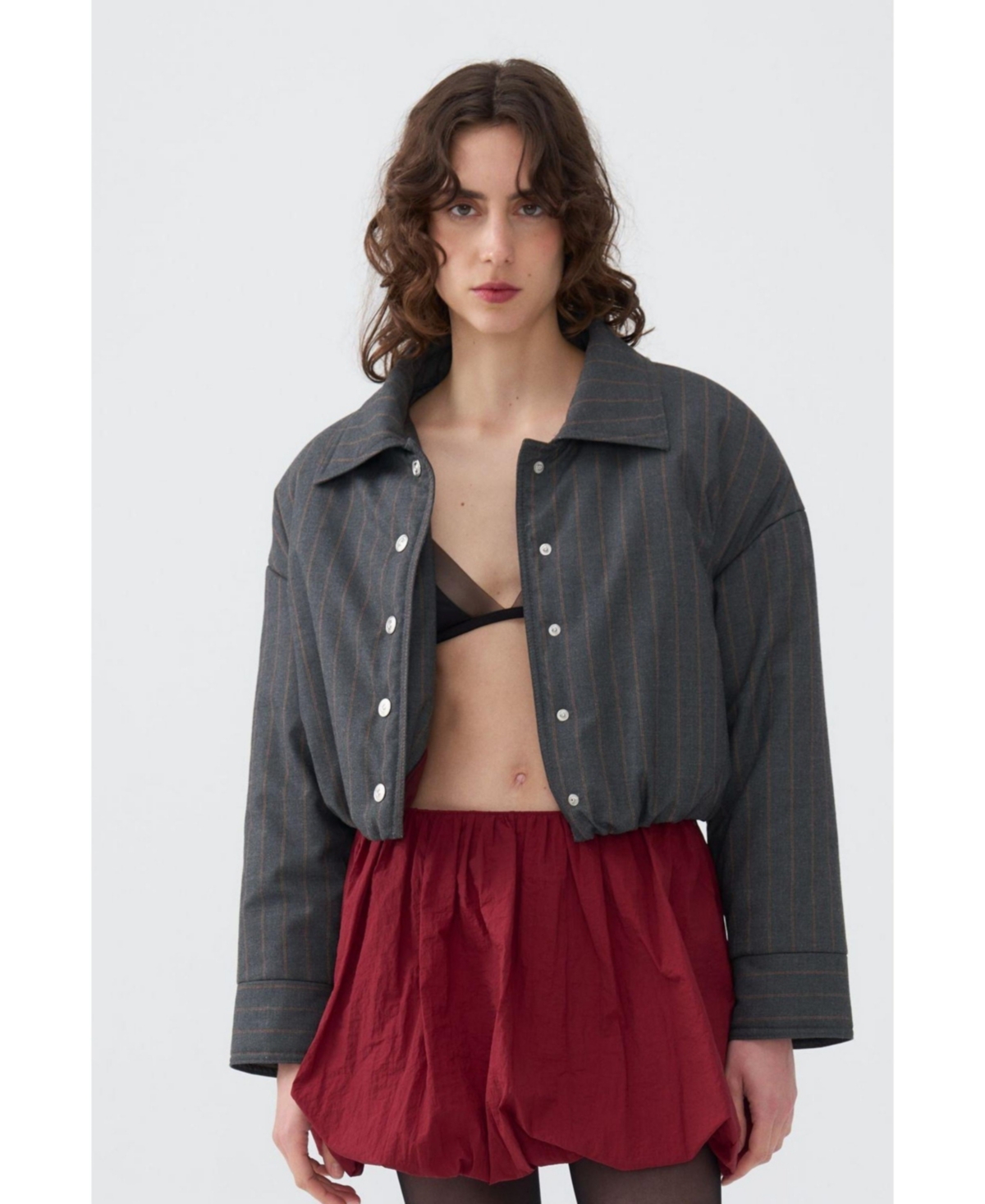 Nocturne Women's Striped Padded Shoulder Jacket