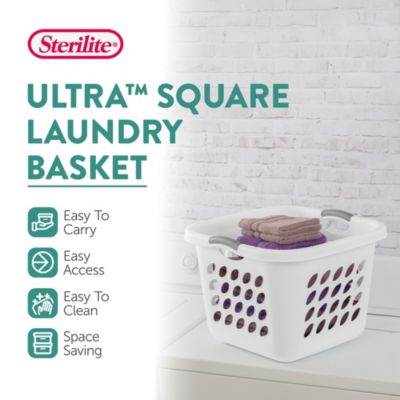 Ultra 14 gal Square Plastic Laundry Basket w/Gripped Handles, (6 Pack)