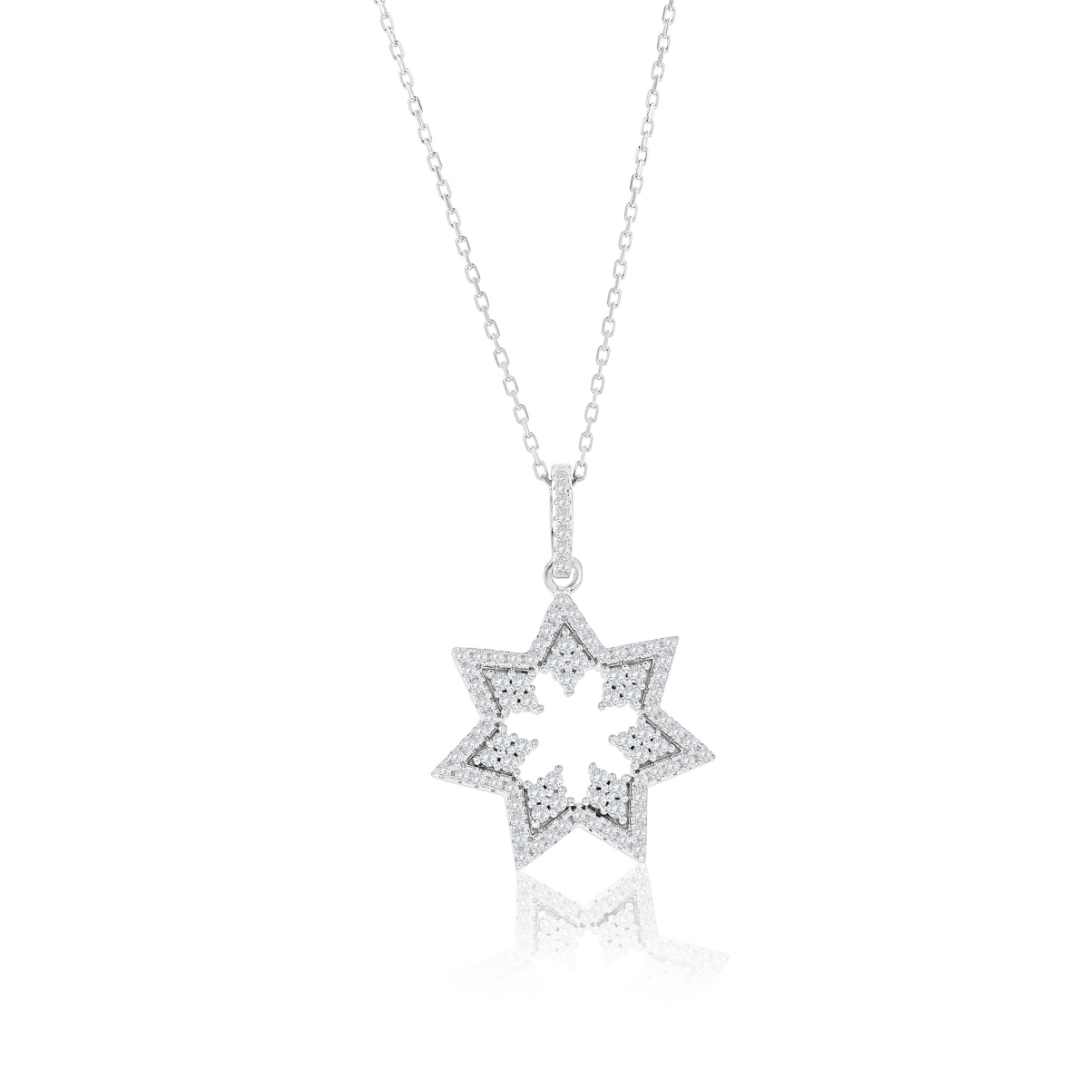 Suzy Levian Sterling Silver White Cubic Zirconia Starburst Drop Pendant - White