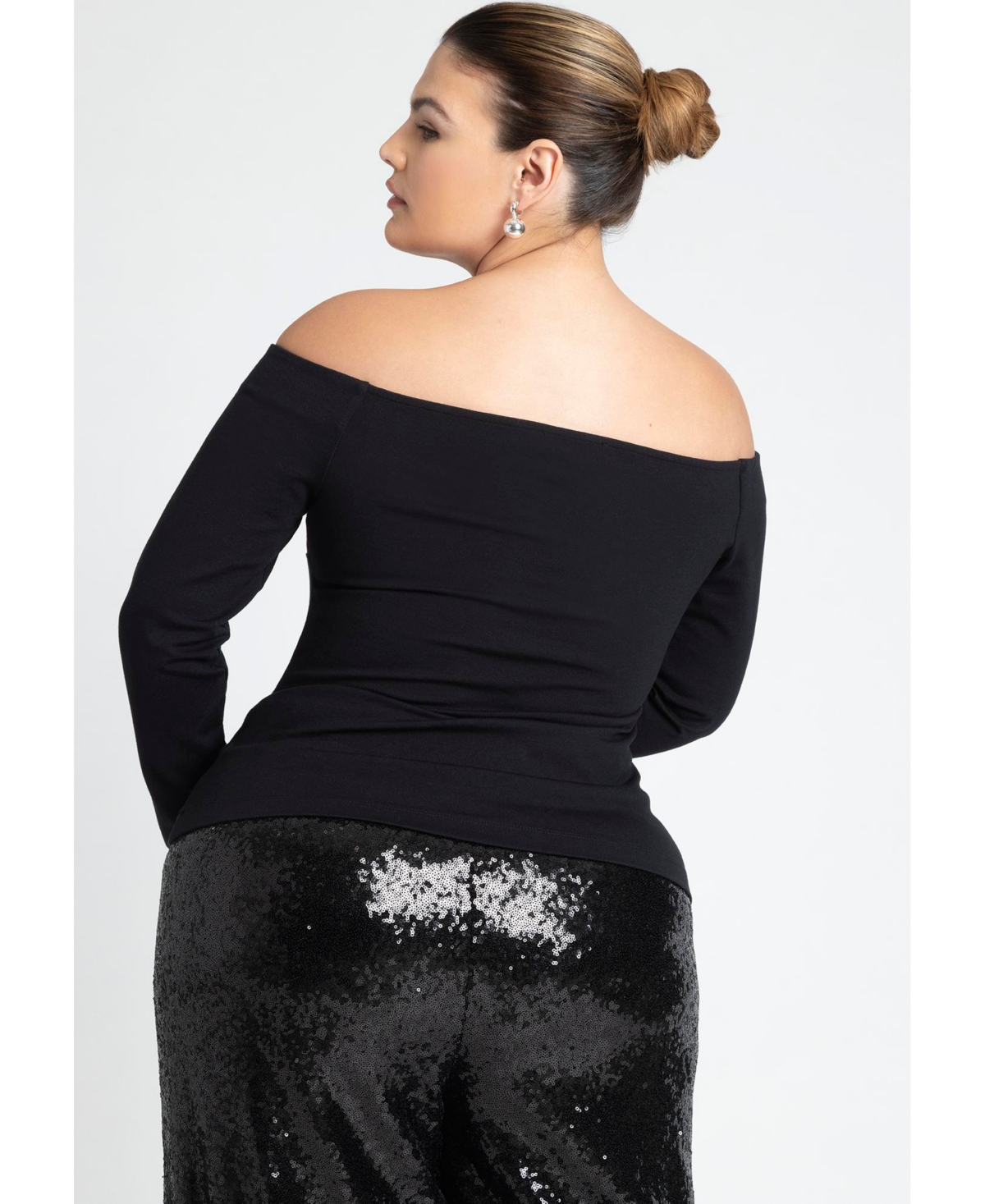 Eloquii Plus Size Square Neck Off The Shoulder Top
