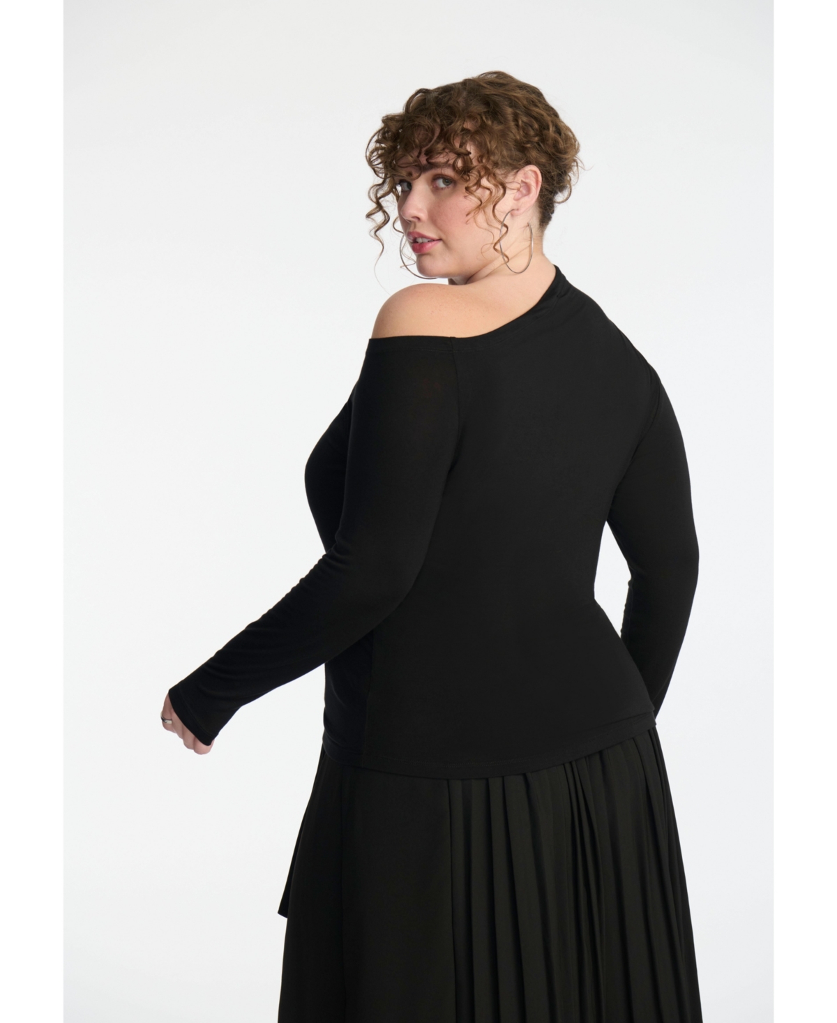 Eloquii Plus Size Asymmetrical Neck Drape Top