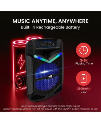 15” Bluetooth Portable PA Speaker With Rechargeable Battery, Party Lights & Microphone, 1200 Watt