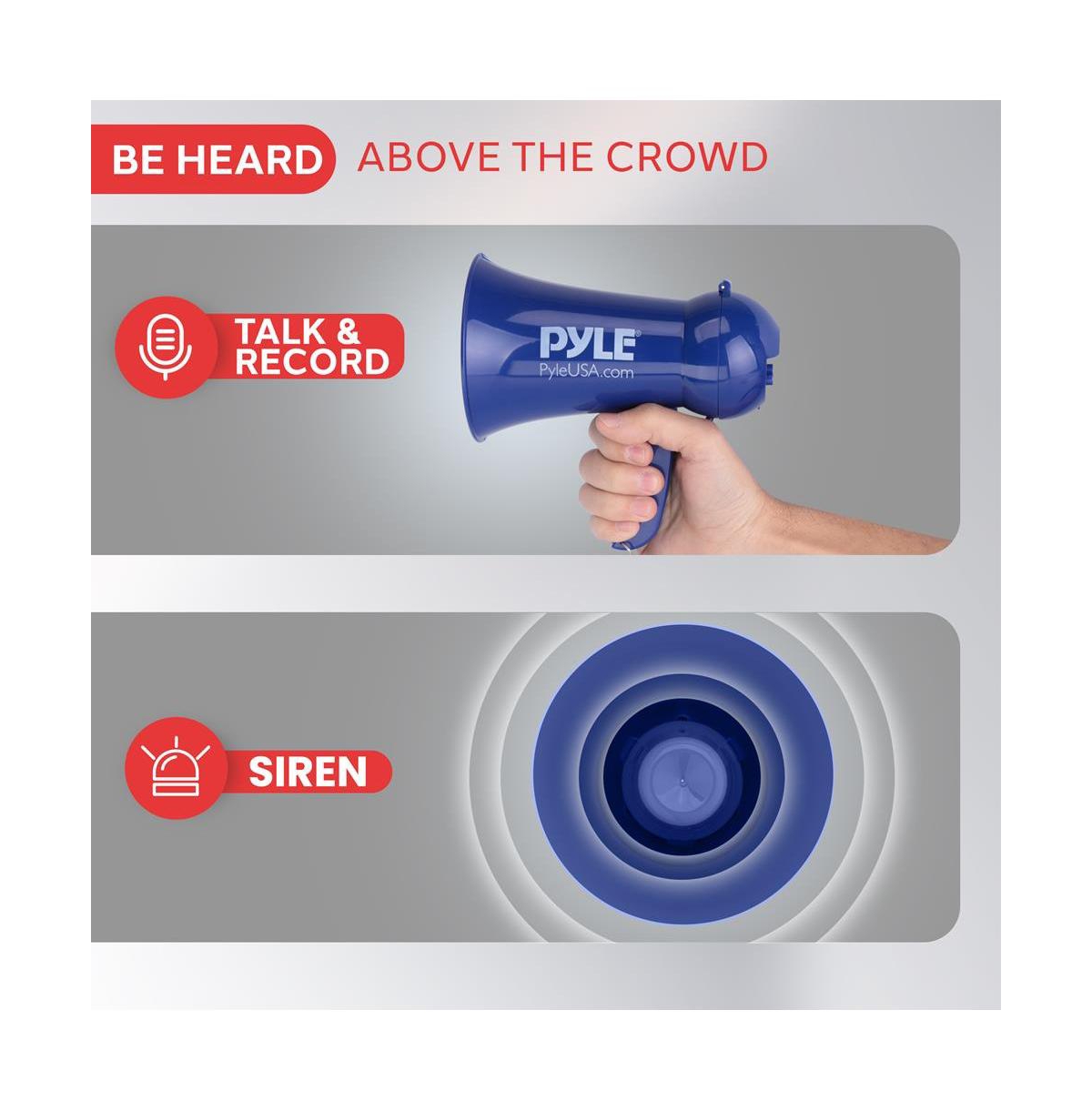 Pyle Record Megaphone With Built-in Microphone & Siren