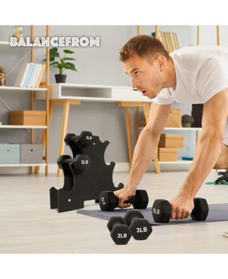 20 Pound Neoprene Coated Dumbbell Set with Stand, Black