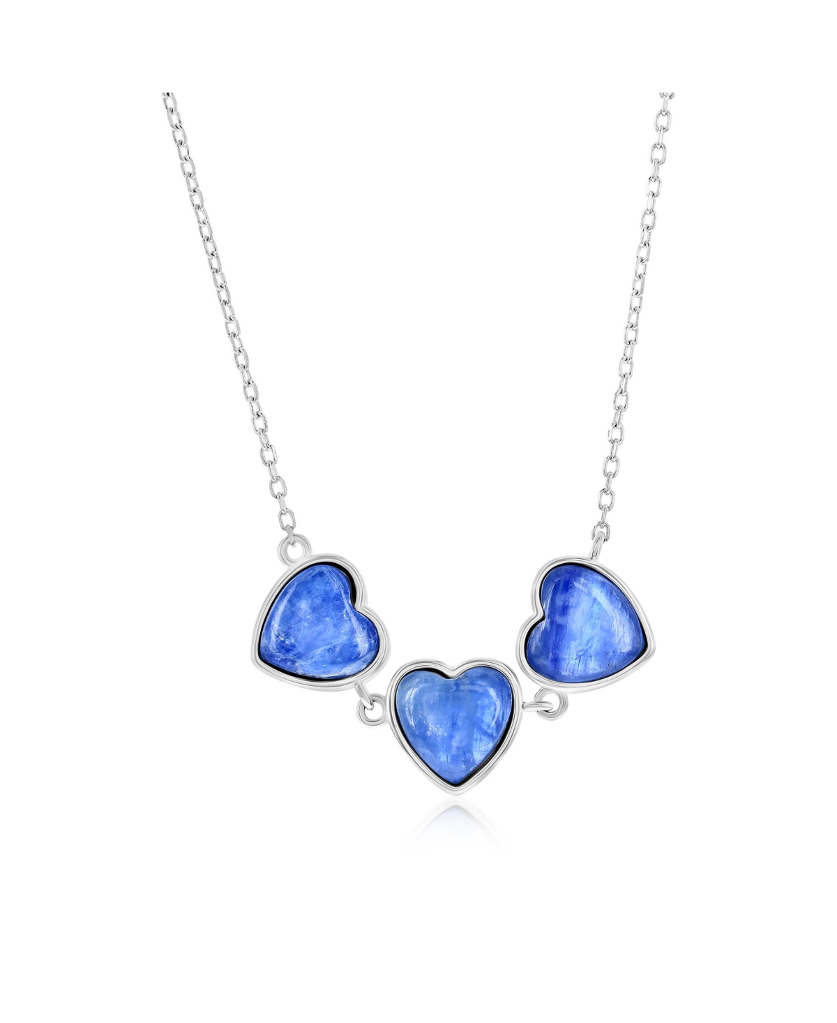Sterling Silver Triple Heart Necklace (Available in Lapis, Malachite or Kyanite) - Malachite