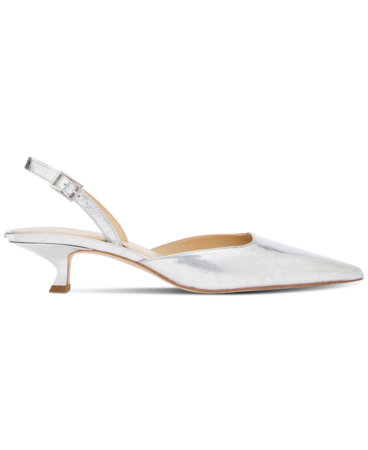 Michael Kors Women's Luna Slingback Kitten Heel Pumps In Silver