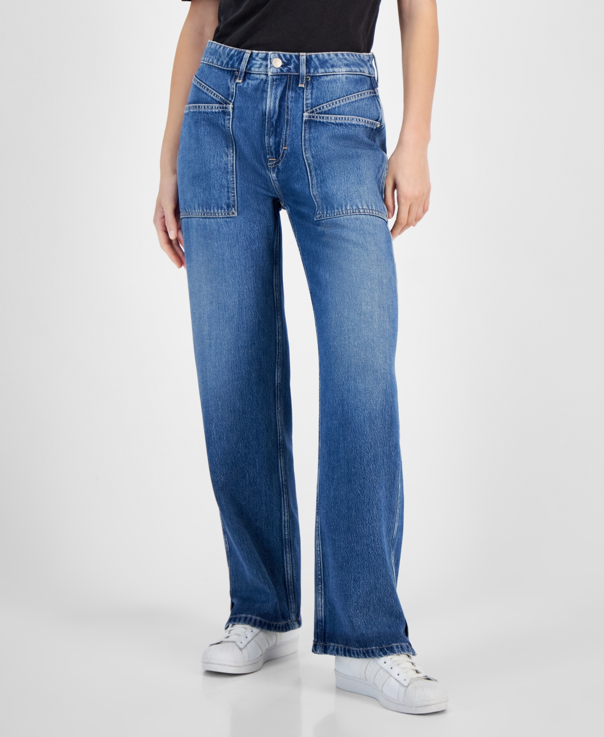 Women's Soft Stretch Denim Wide-Leg Pants - Blue