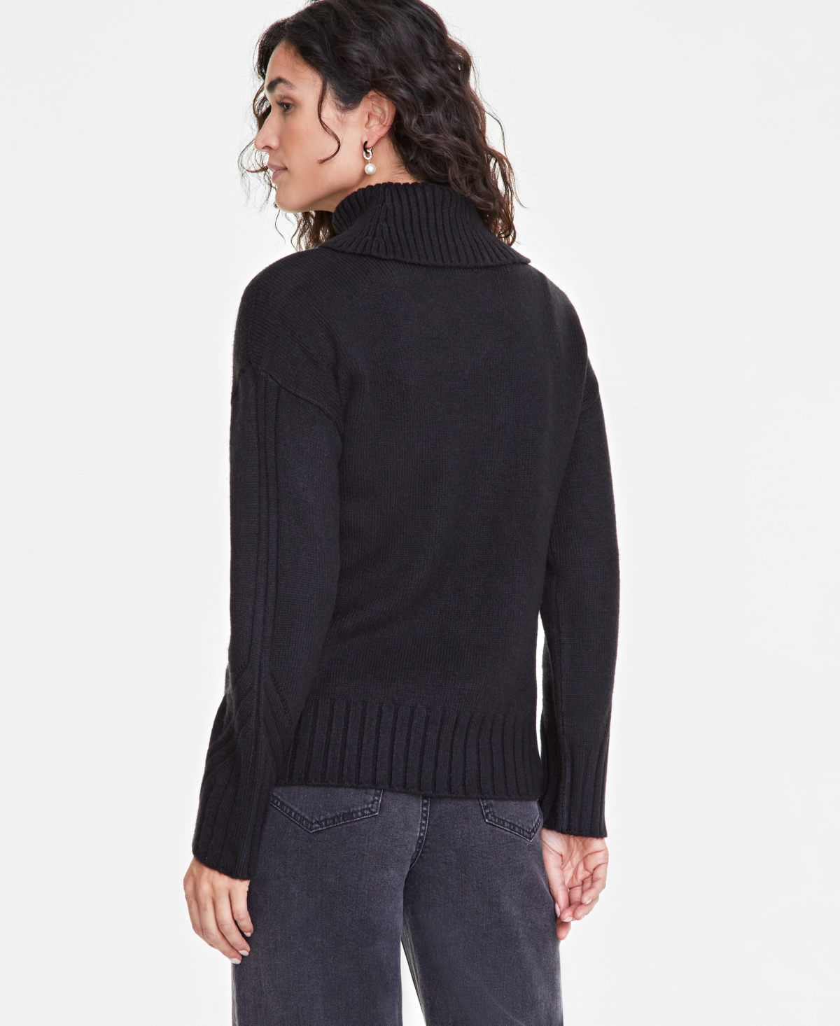 ON 34TH WOMEN'S RELAXED RIBBED-DETAIL TURTLENECK SWEATER, EXCLUSIVELY AT MACY'S 