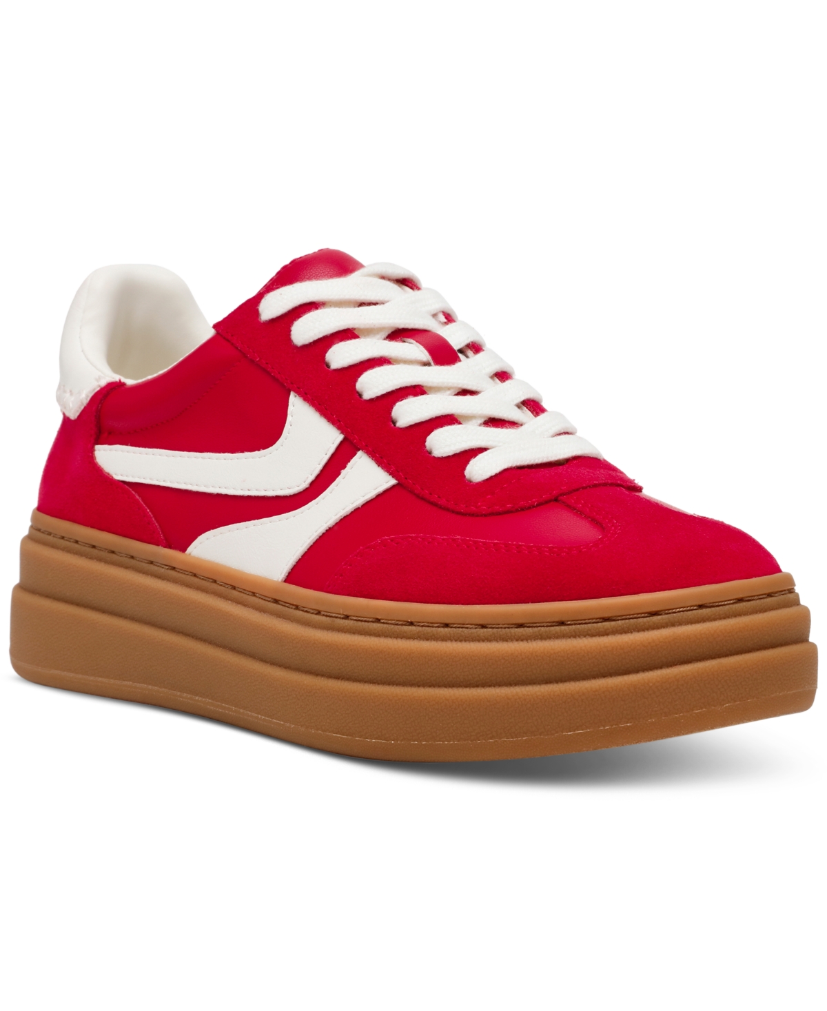 Steve Madden Women's Dodge Triple Platform Lace-up Sneakers In Red Multi